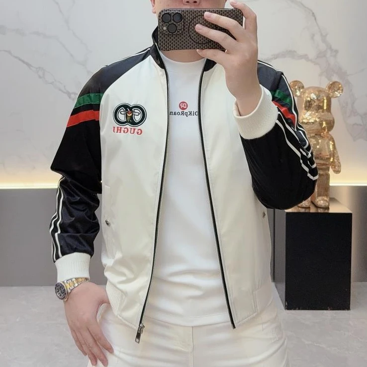 2025秋季男士夹克潮牌网红时尚徽章刺绣立领修身百搭休闲男装外套