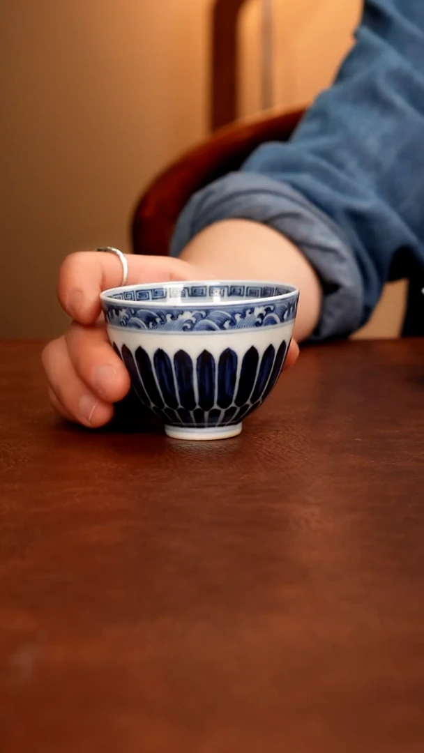 摆件陶景德镇瓷器，青花瓷手绘茶具~