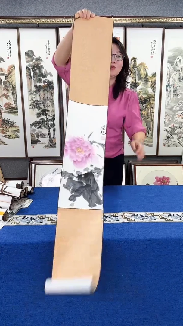 国画20*150牡丹卷轴