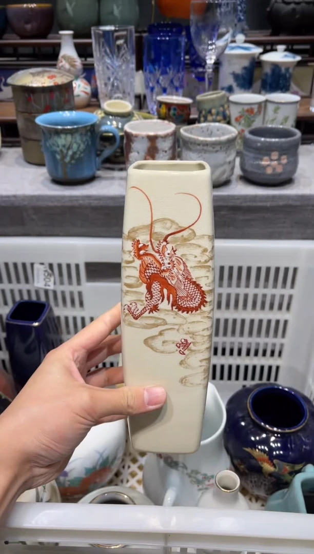 瓷片T5九谷赤绘花瓶花瓶花瓶