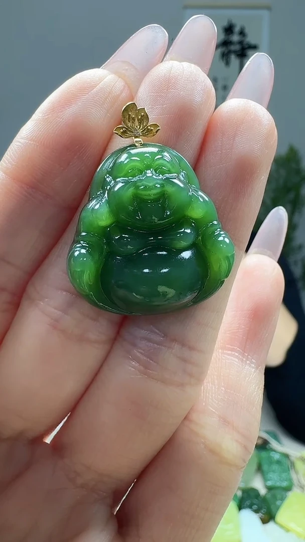 吊坠(不含链)18K金镶嵌和田玉1