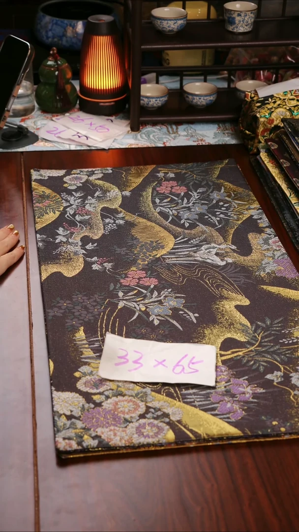 【西阵织金枝白鹭紫双面】中国风干泡织锦茶席33*65