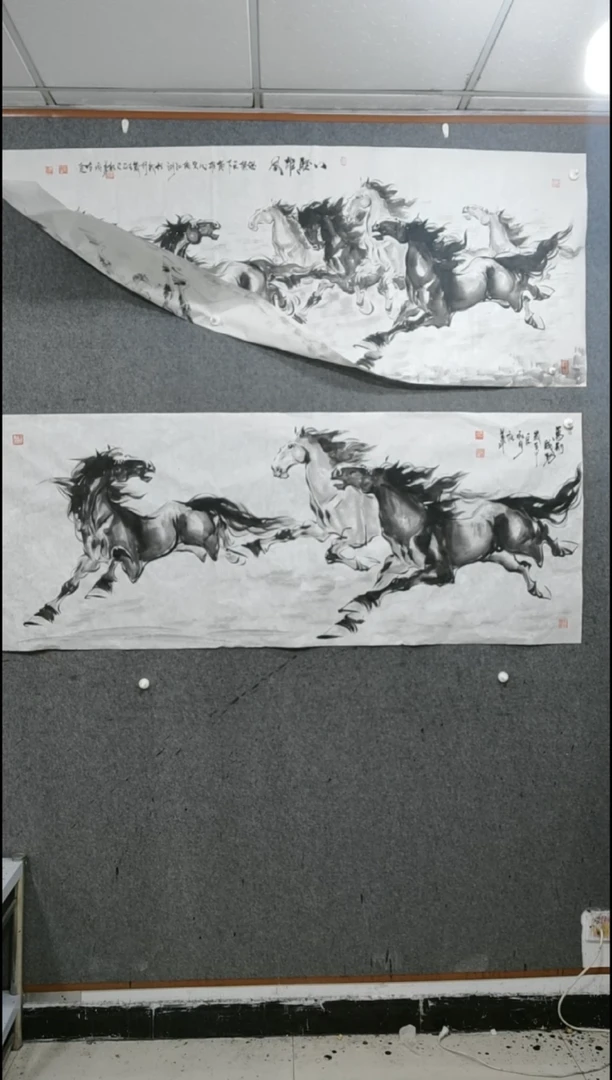 【闪购商品】国画水墨写意马图三骏