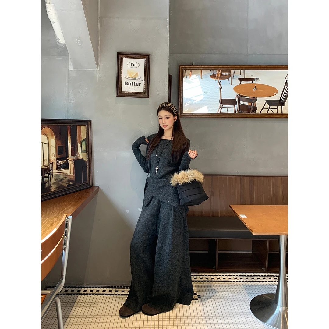 【安东尼套装】秋冬法式小众慵懒感宽松休闲百搭时尚套装1296