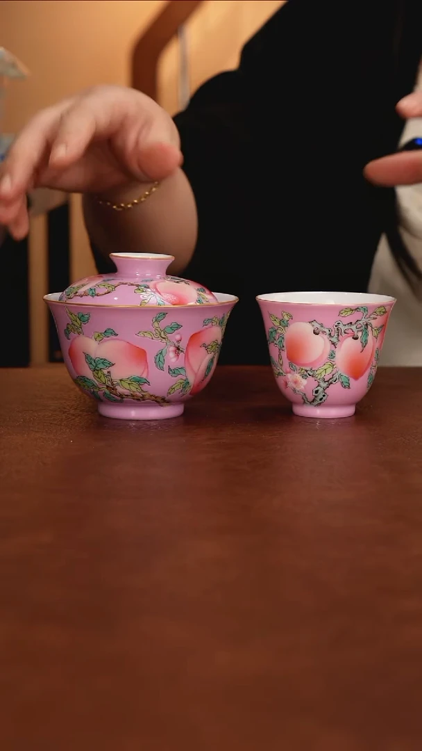 景德镇瓷器，青花瓷手绘茶具~九桃