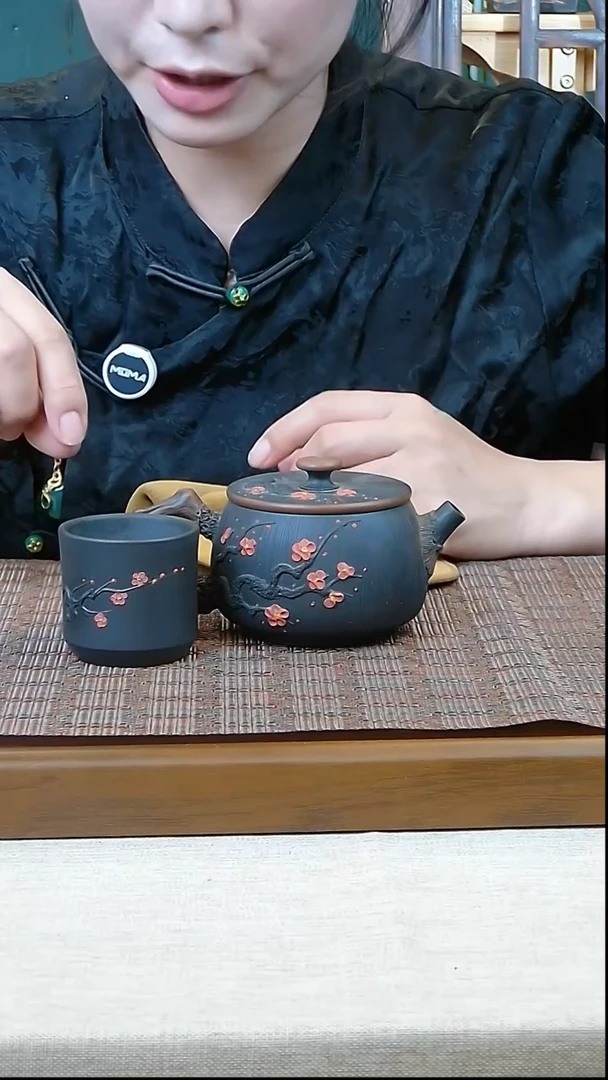 07梅花一壶一杯210CC/玖陶纯手工制作甄选