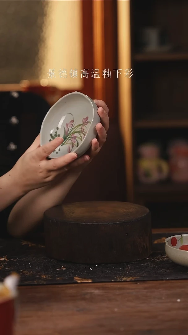 陶瓷 景德镇高温釉下手绘陶瓷@L330@