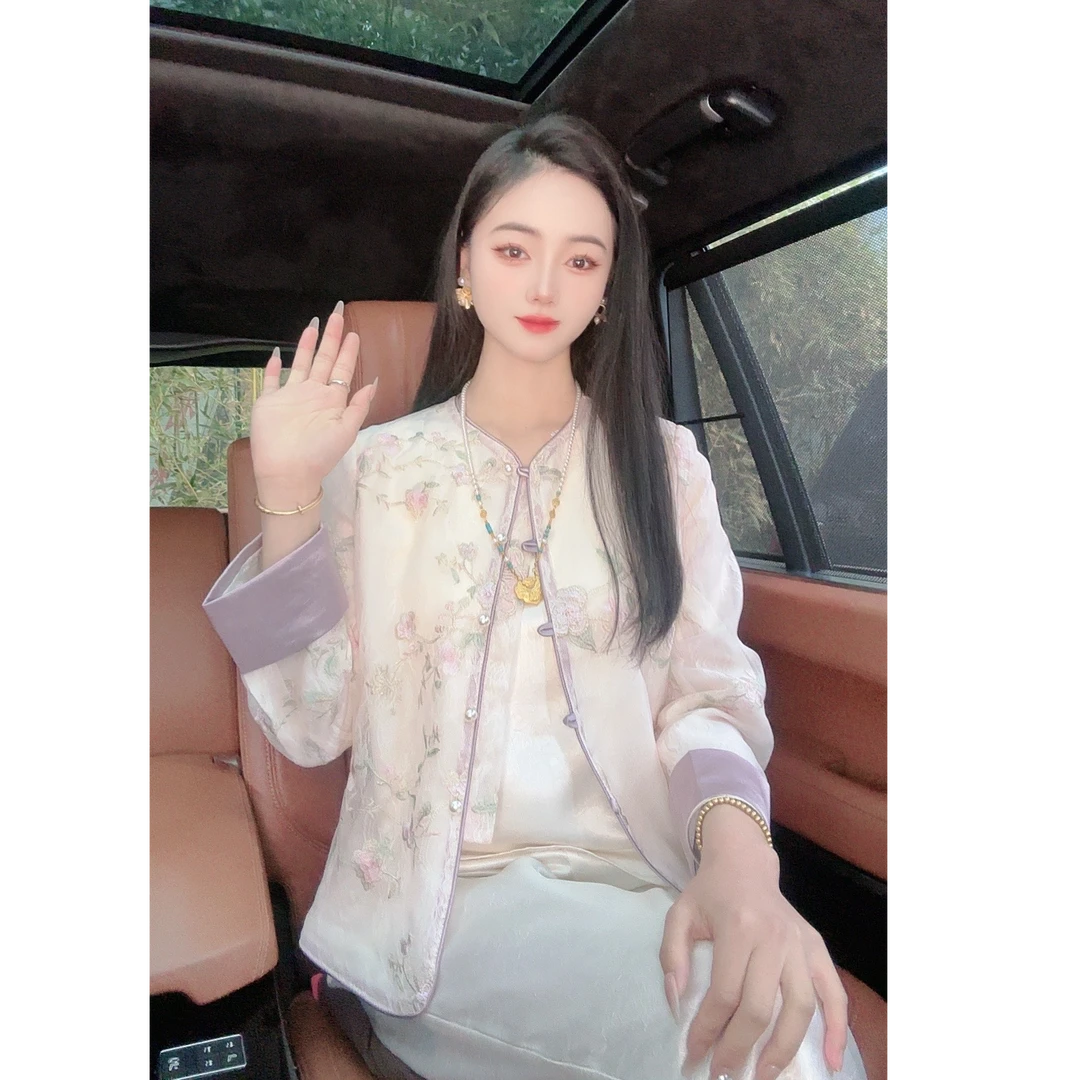 【桃之夭夭】H夏季新款新中式重工提花刺绣国风长袖外套上衣1092