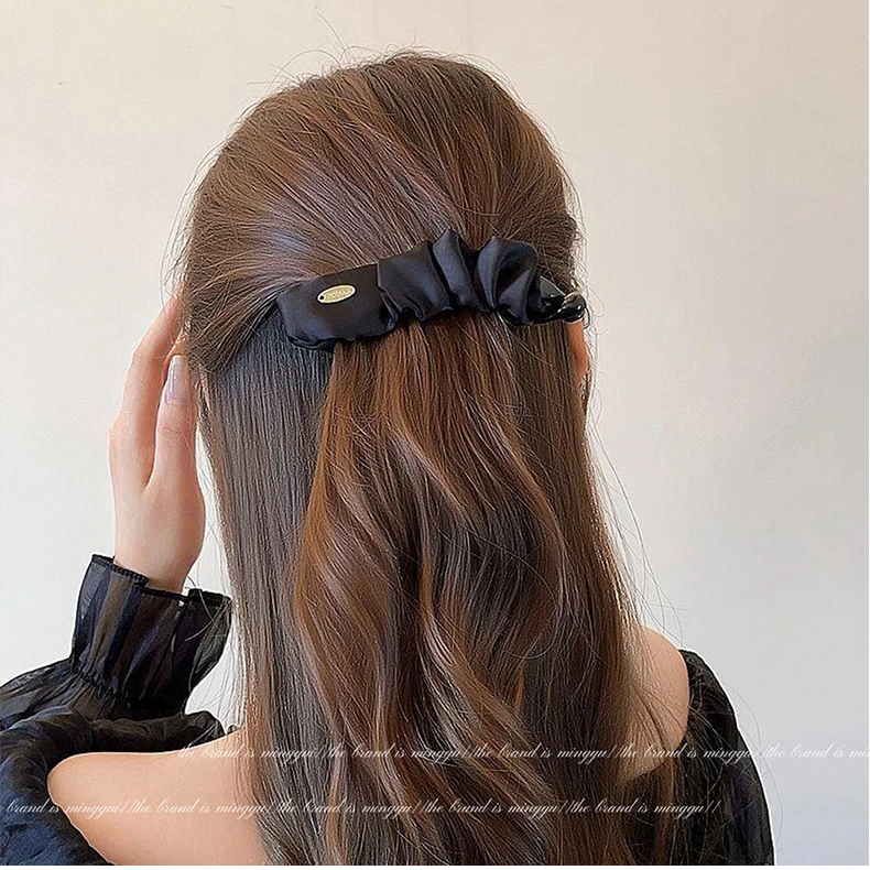 【野行】褶皱头箍金标香蕉夹发夹女固定高马尾竖式扭夹显上班族发饰