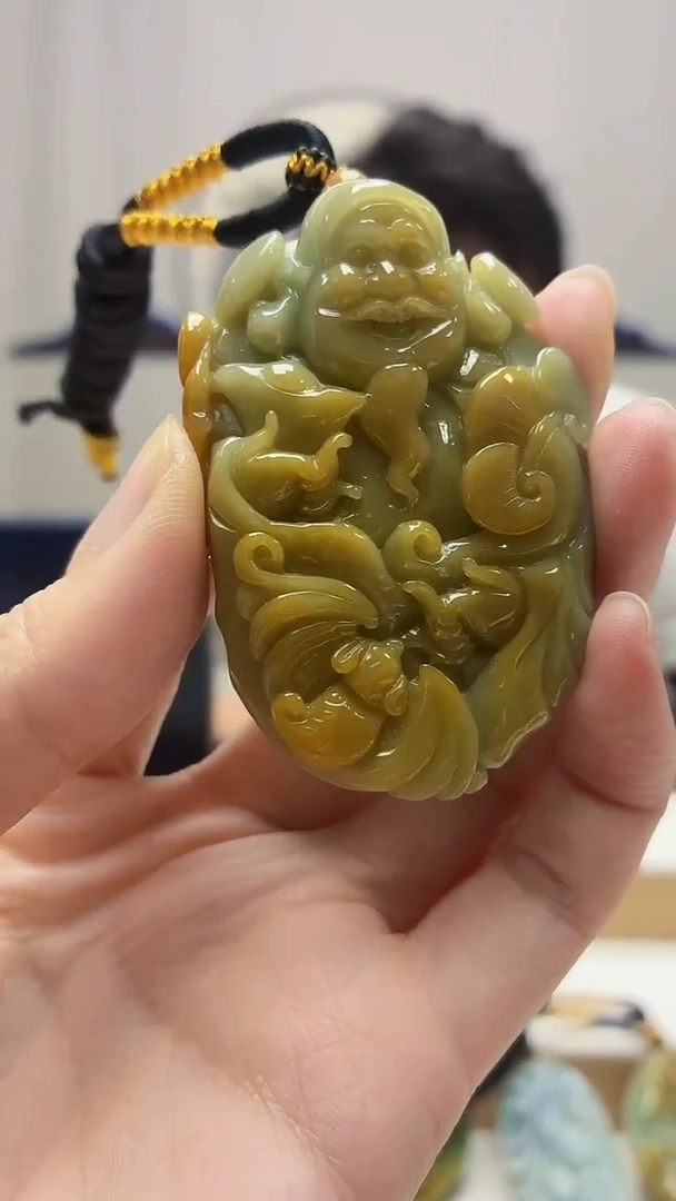 未镶嵌定制翡翠5060zm-毛货挂件财神20