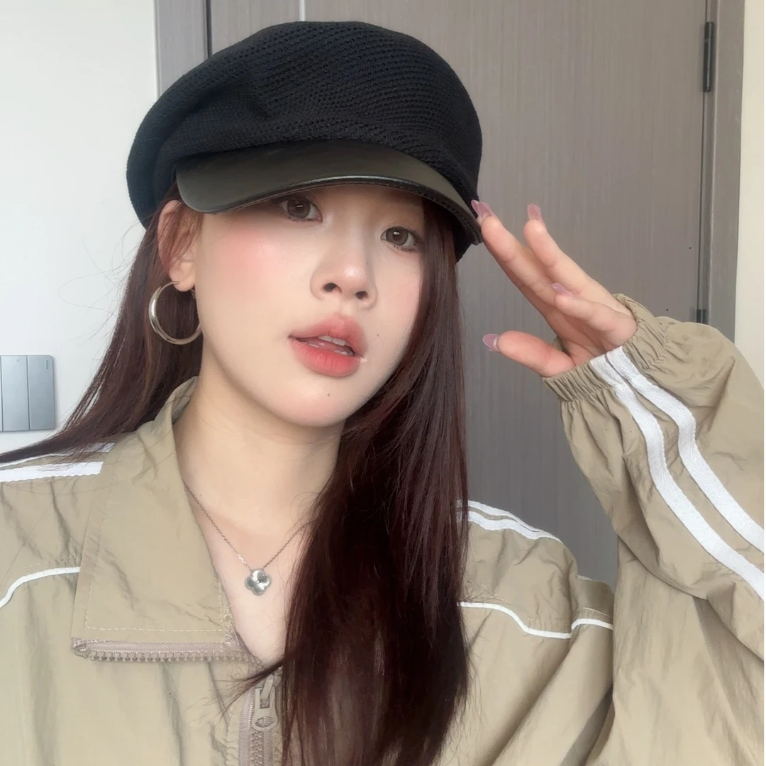 女春夏镂空透气百搭八角帽网红画家帽鸭舌贝雷帽时尚报童帽子韩版