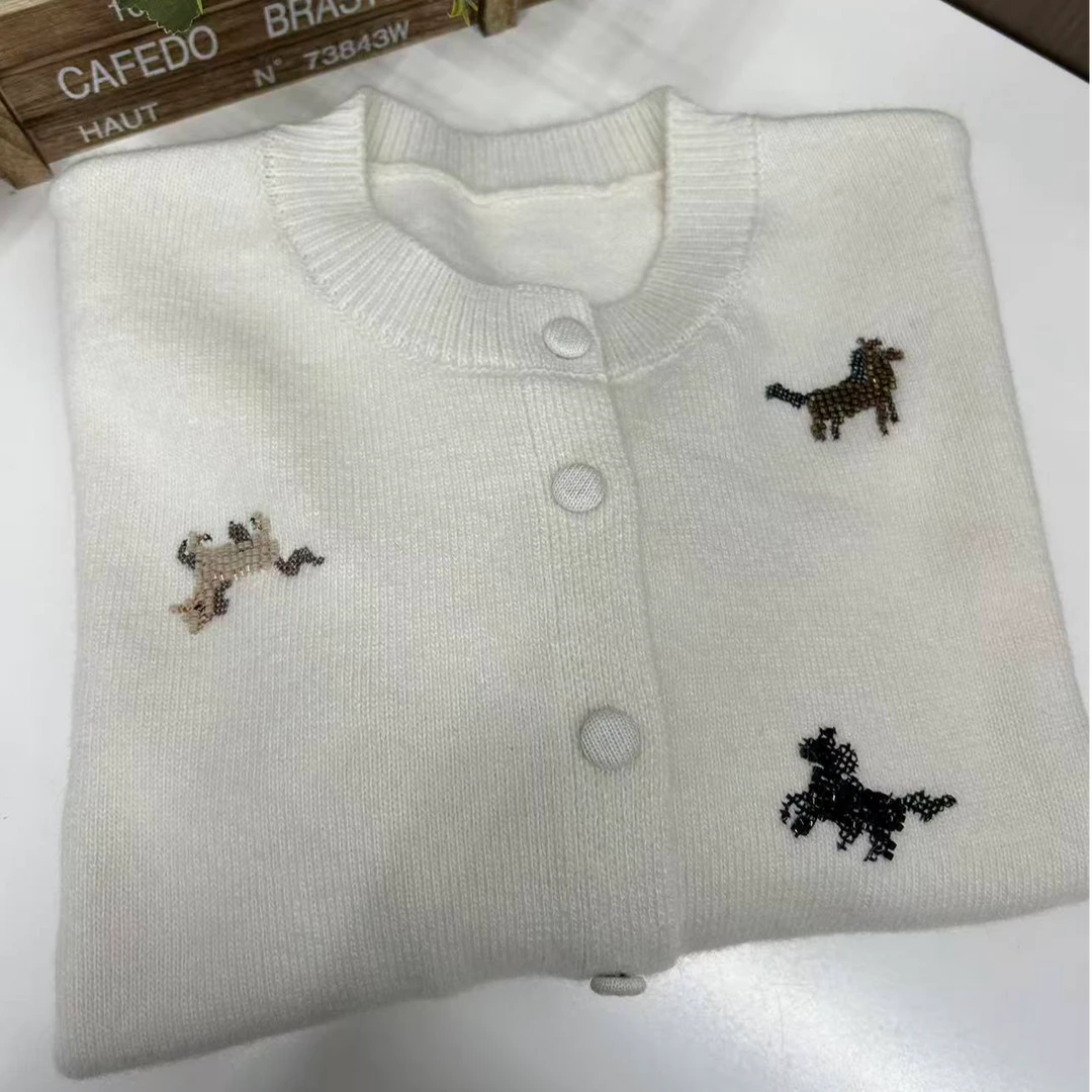 【专柜品质～天马行空】重工刺绣手工珠片工艺显瘦百搭针织开衫