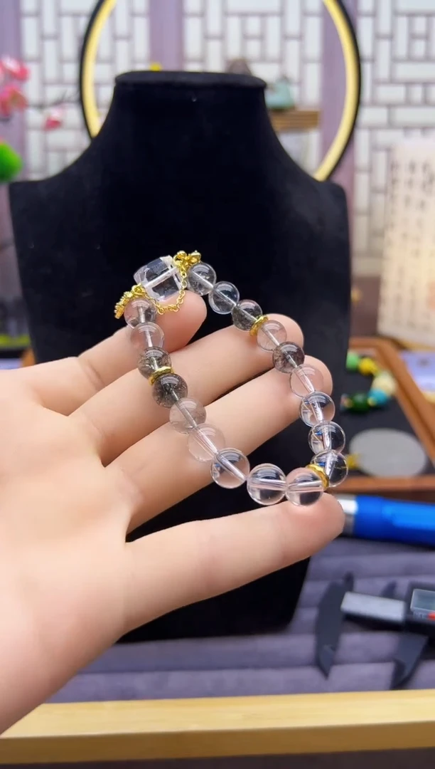 水晶手链14K金镶嵌S459