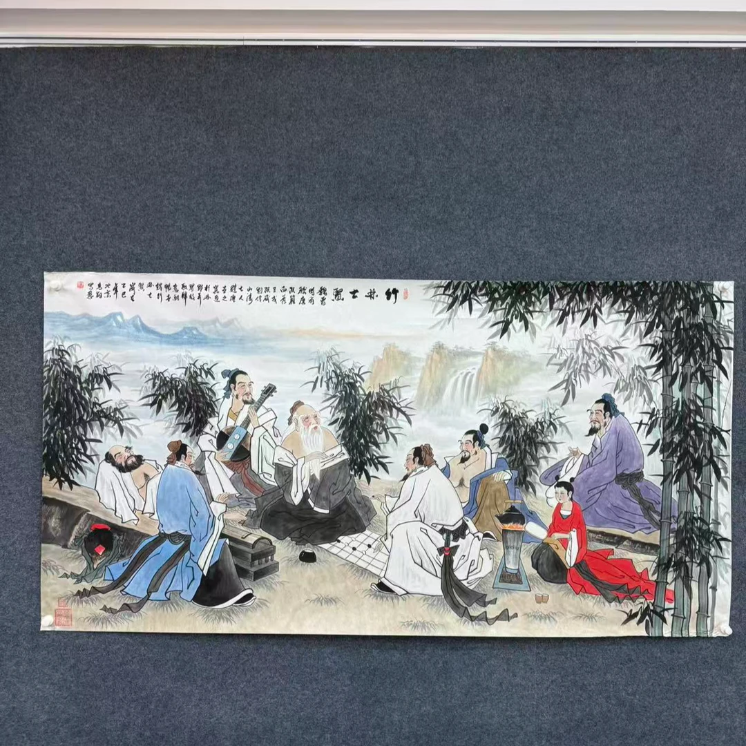 国画冯高翔-大八尺宣纸-竹林七贤