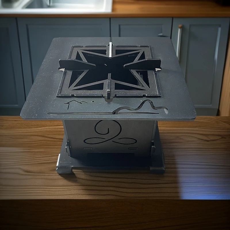 中号套装便捷式户外碳钢围炉茶桌摆件工艺品可拆装露营煮茶