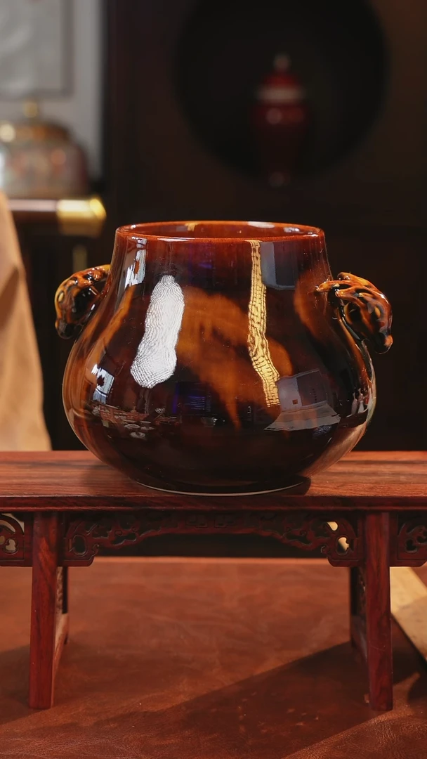 摆件原创高温瓷器〖玳瑁釉〗