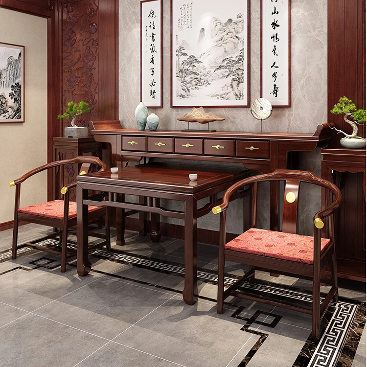 新中式实木供桌中堂六件套农村条案佛桌翘头农村八仙桌神台