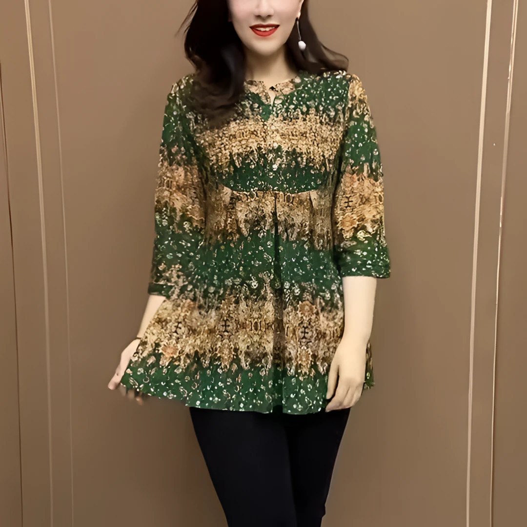 2025春季气质减龄百搭碎花拼接雪纺衫女高档宽松显瘦中老年妈妈装