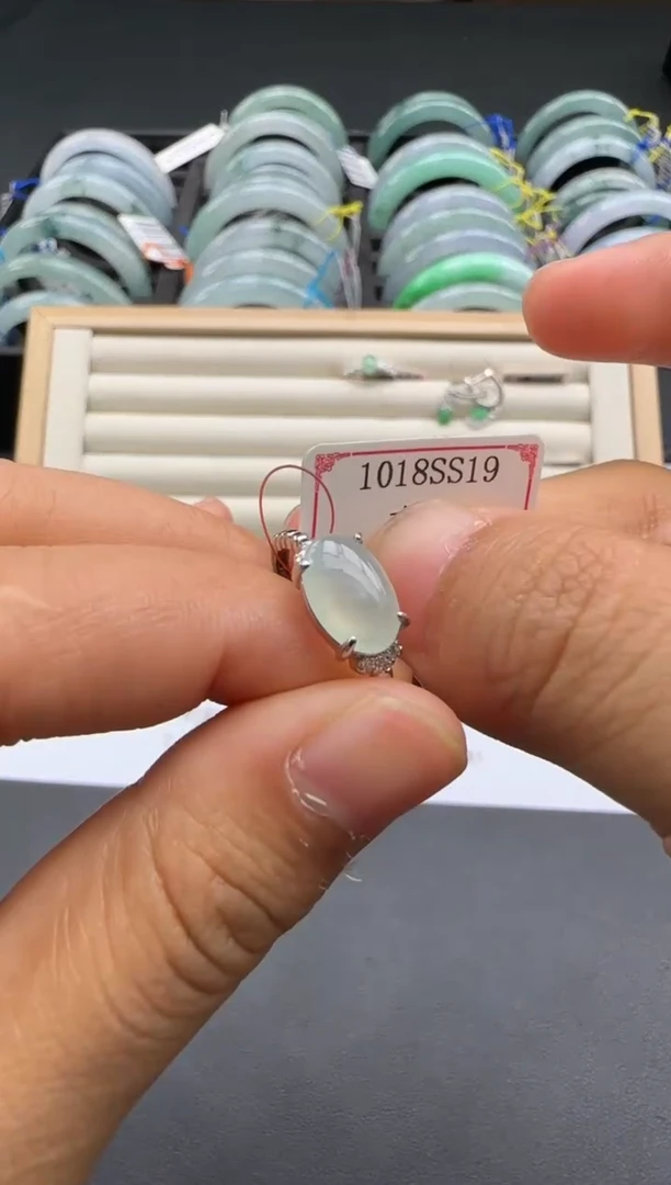 银S925镶嵌戒指翡翠1018SS19