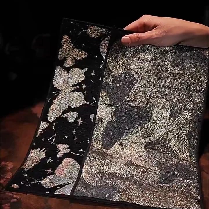 顶先 星夜蝶梦+墨底金蝶茶巾 A13881