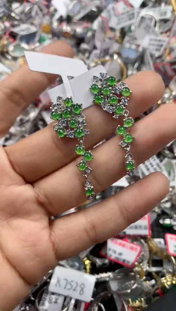 银S925镶嵌戒指翡翠10-10-10        7