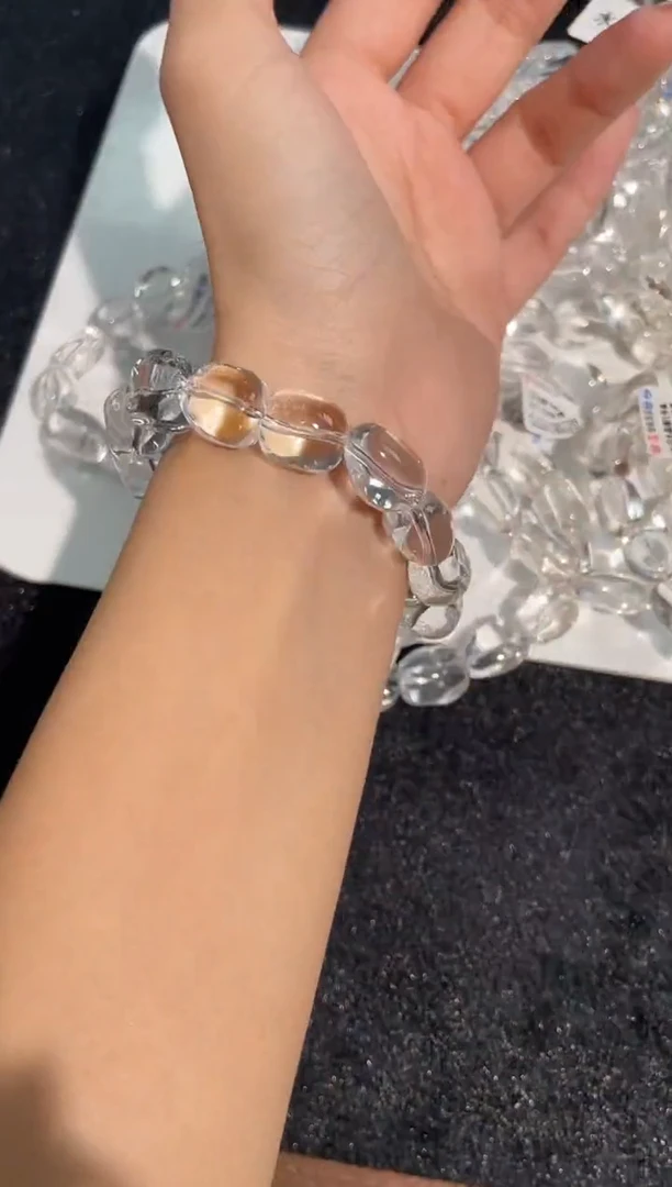 水晶手链未镶嵌14号白水晶随行糖豆单圈