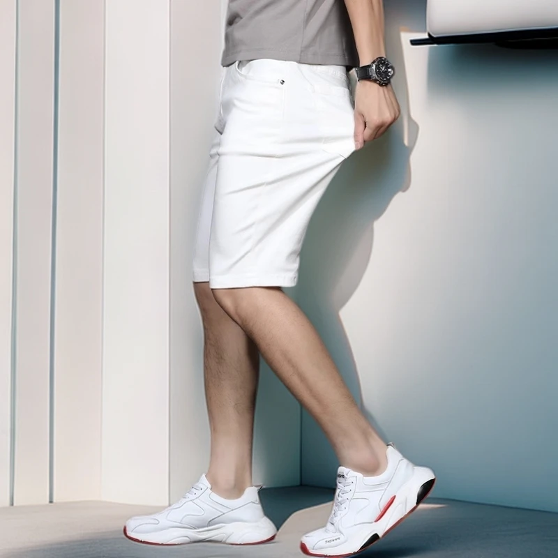 斯里卡琪新款牛仔短裤男夏季薄款潮流五分裤男款韩版休闲弹力中裤