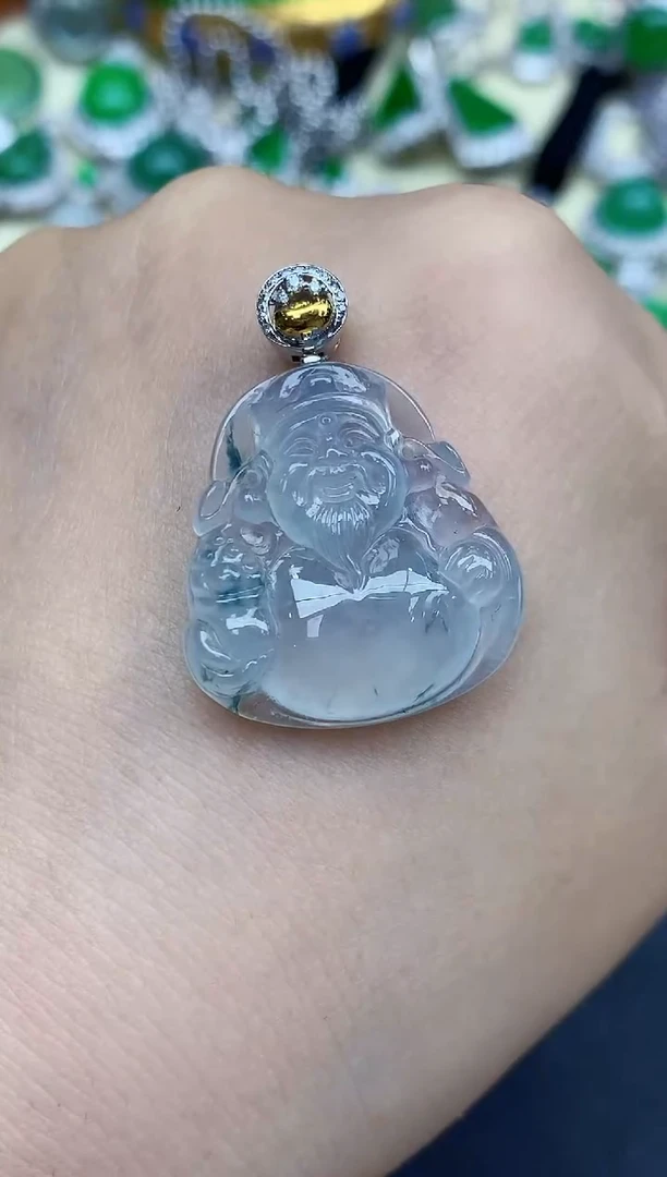 颈饰18K金镶嵌翡翠450-中国好珍宝