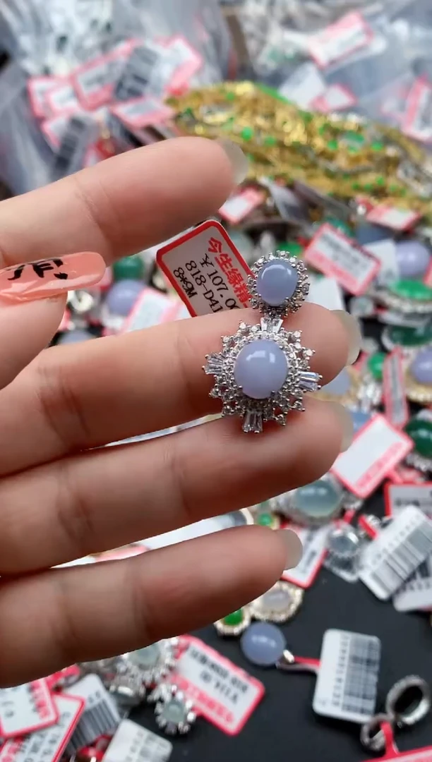 银S925镶嵌戒指翡翠天然A货缅甸翡翠