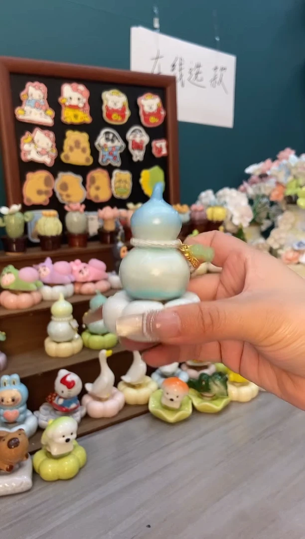 摆件陶天蓝葫芦景德镇陶瓷摆件1个装