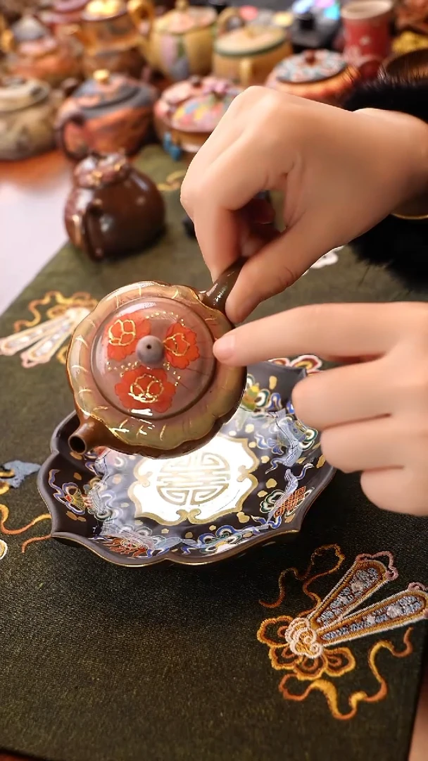 茶壶紫砂柴烧柿柿如意