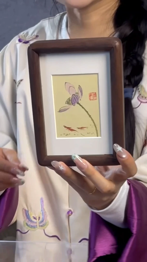 【闪购商品】书法【荷花】实木双榫卯11*15