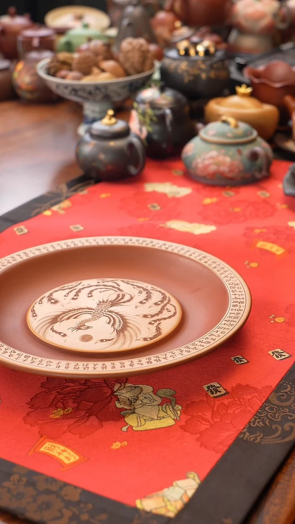 茶壶紫砂紫泥粉浆凤凰壶承