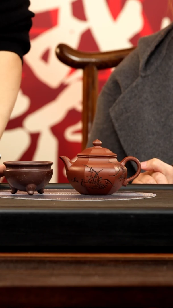 【闪购商品】紫砂茶壶XMYQ 汉棠紫泥 六方秋水 170cc