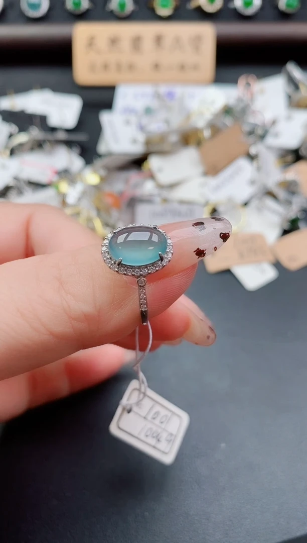 银S925镶嵌戒指翡翠1