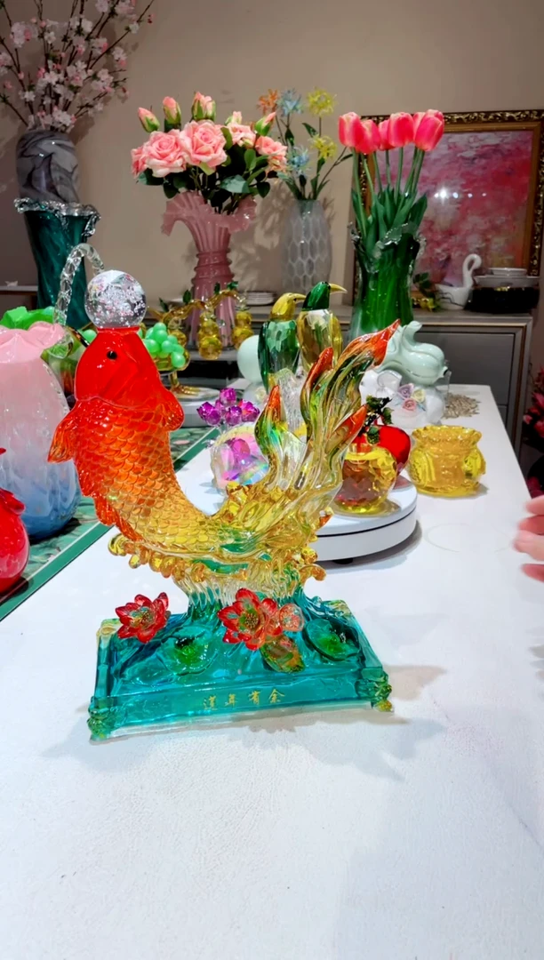 【闪购商品】琉璃手工艺品连年有余摆件