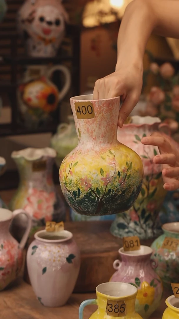 陶瓷400景德镇设计师手作花器摆件侘寂风