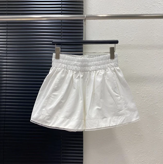 【运补8元】夏季新款高腰显瘦薄款下摆花边短裤女慵懒阔腿裤子