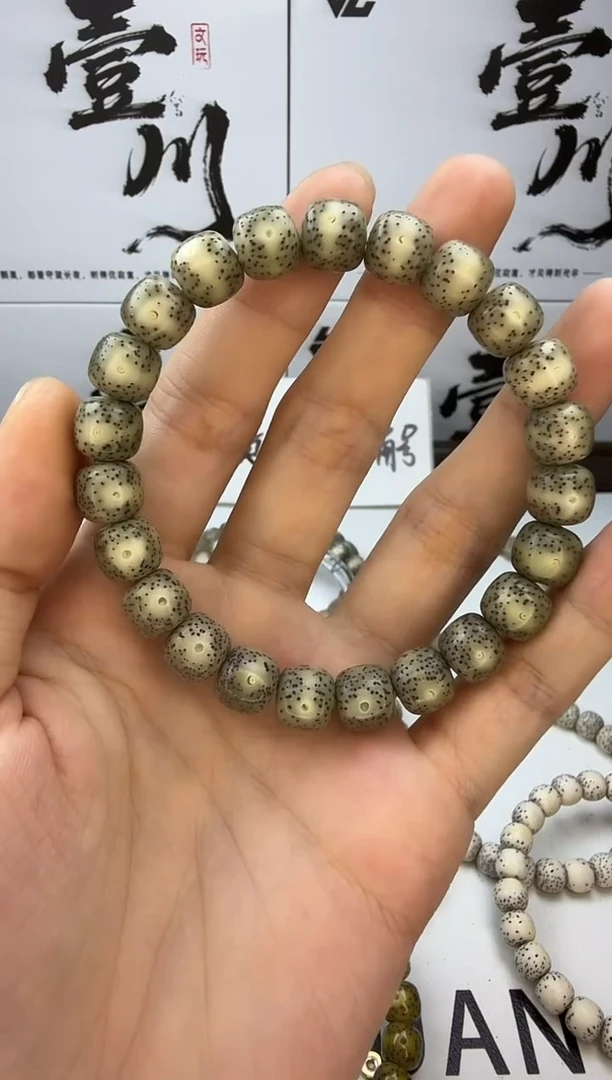 手串星月菩提10/9 石玉料 绿幽灵 大眼睛 同枝果