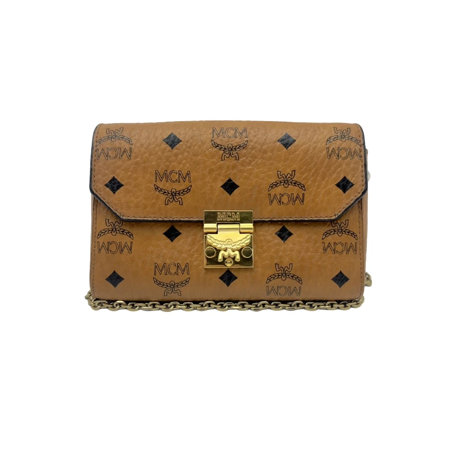 95新 MCM 老款链条包小号干邑色/LX00131