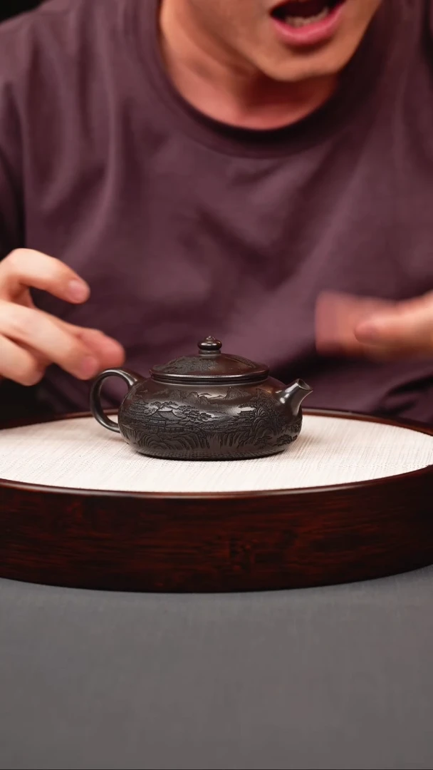茶壶紫砂石黄山水寒江