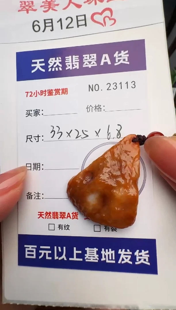 翡翠未镶嵌颈饰原石23113