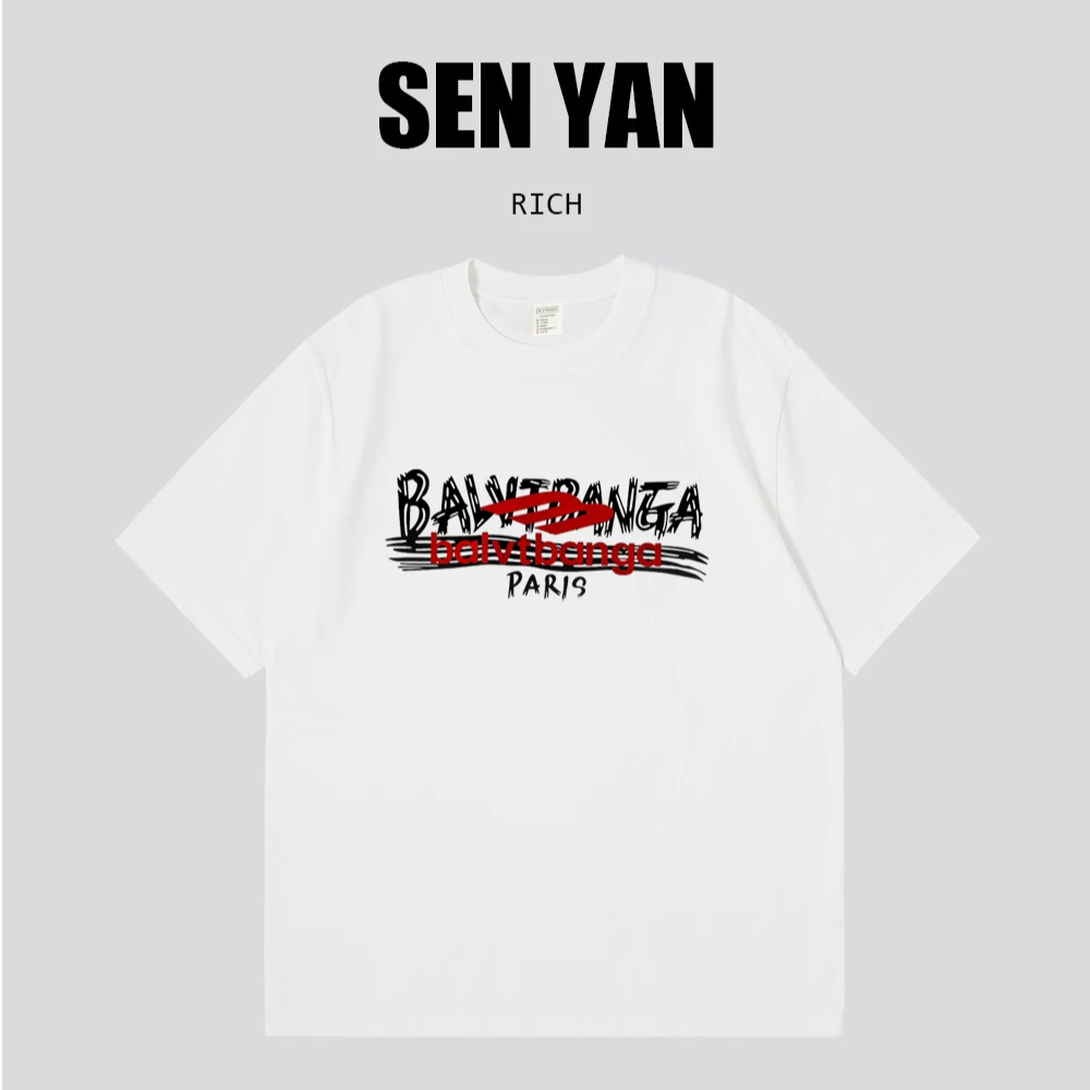 A32  巴黎双标潮流百搭宽松重磅短袖T恤美式上衣oversize慵懒风