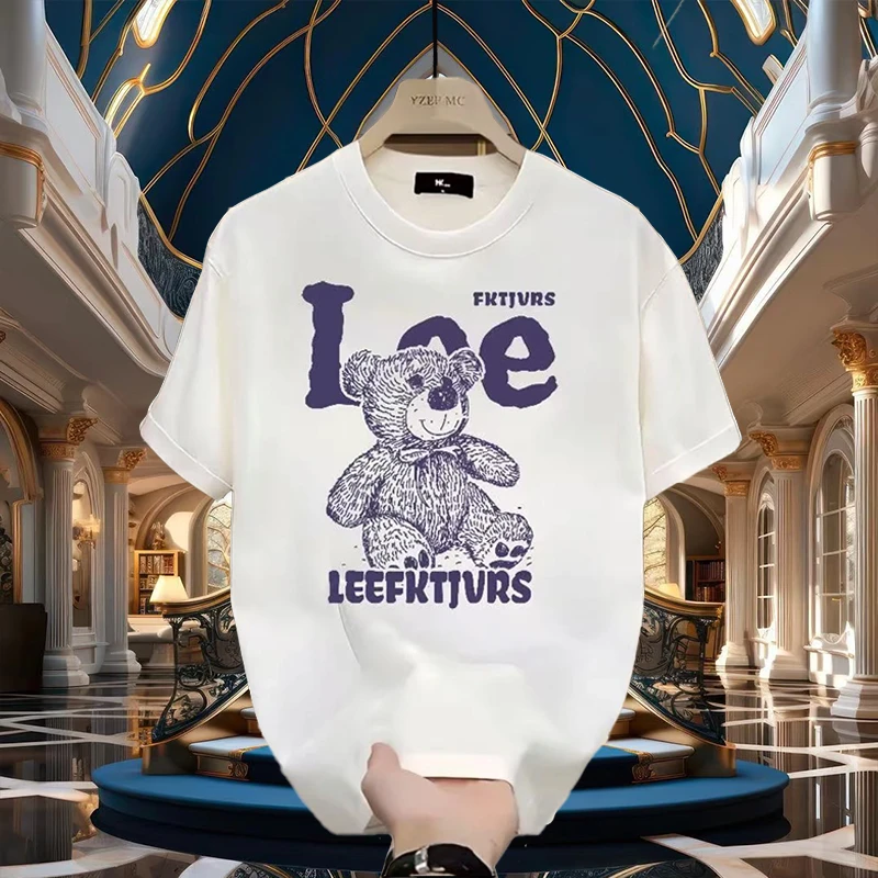 新款潮流棉短袖T恤青年男女休闲款夏季透气印花百搭宽松圆领上衣