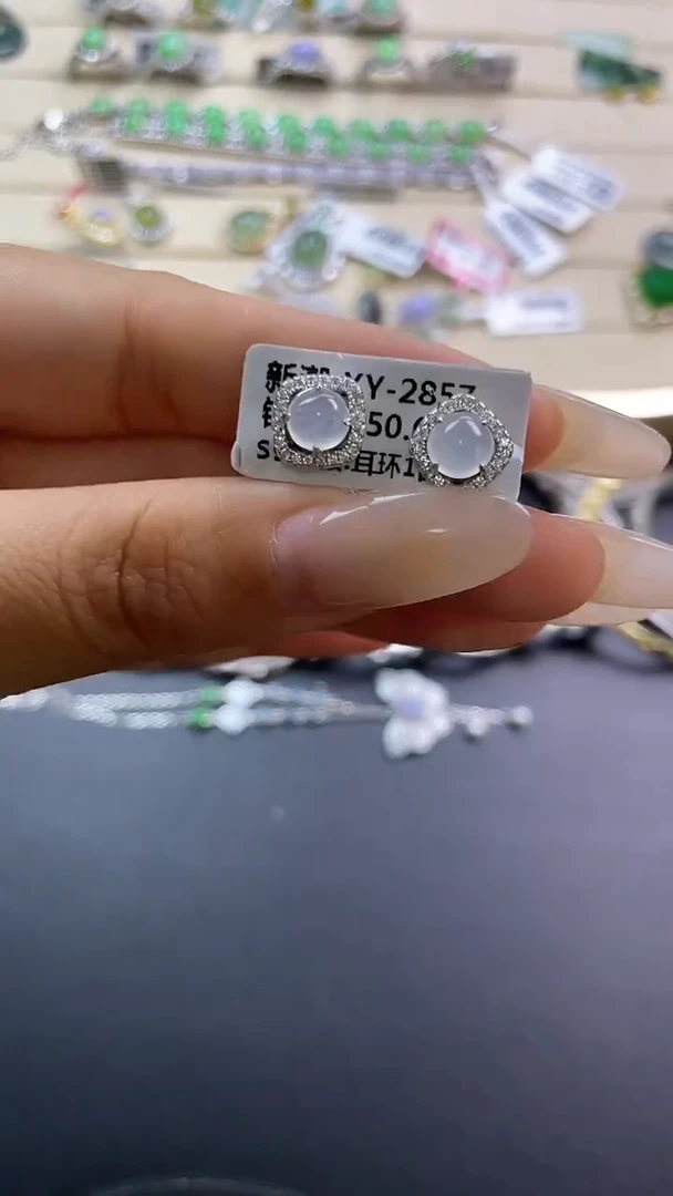 银S925镶嵌戒指翡翠翡翠 蛋面 银S925镶嵌