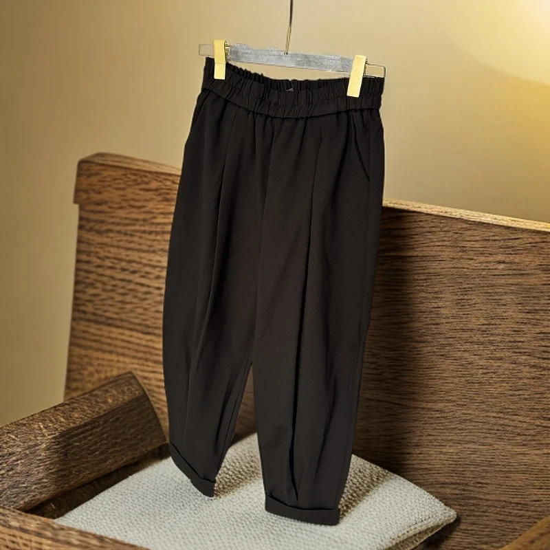 哈伦裤休闲裤哈伦运动韩版轻奢春季九分裤女装裤子西装黑色69977