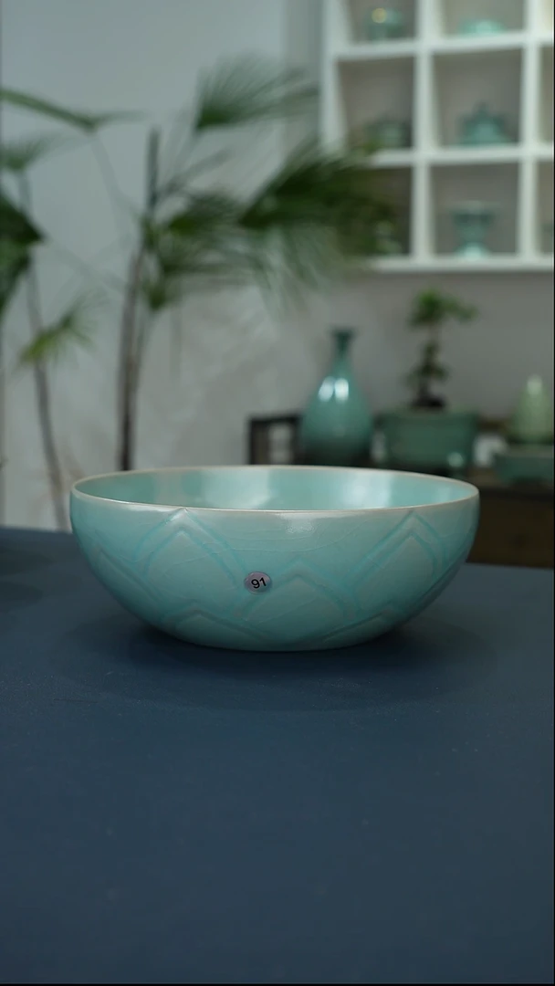 瓷片91号莲瓣龙纹洗二级品17.8口径二级品      洁