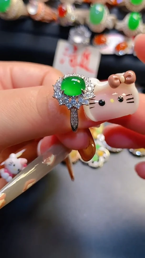 银S925镶嵌戒指翡翠天然