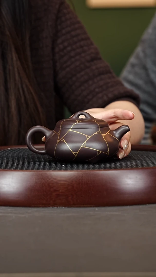 茶壶紫砂70YJB矮石瓢 黑墩头240cc