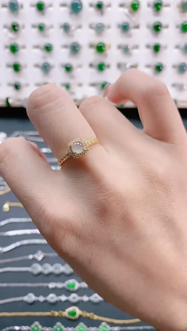 【闪购商品】翡翠戒指银S925镶嵌天然翡翠